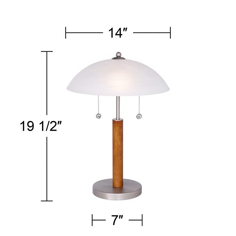 Orbital High Brushed Nickel and Wood Column Desk Lamp