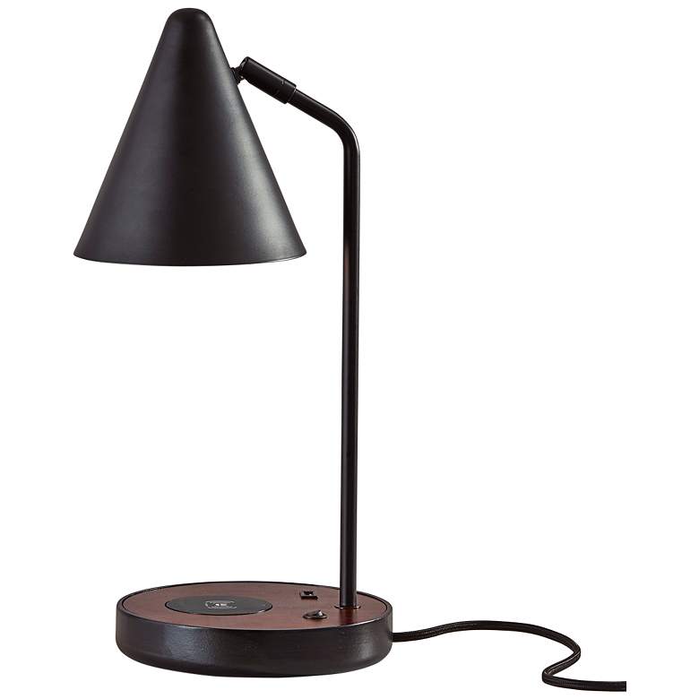 Oliver Black Walnut Wireless Charging Desk Lamp w/ USB Port