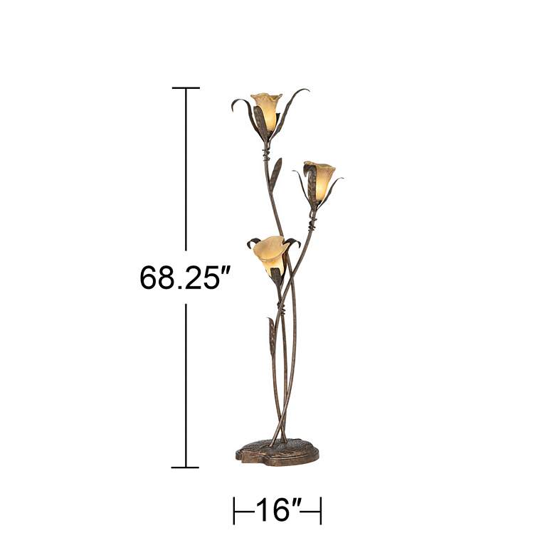 Franklin Iron Works Bronze and Gold Intertwined Lilies Floor Lamp
