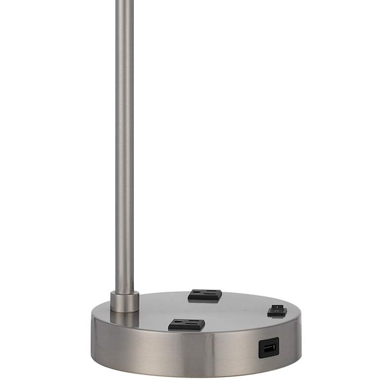 Roanne Brushed Steel Desk Lamp with Outlets and USB Port