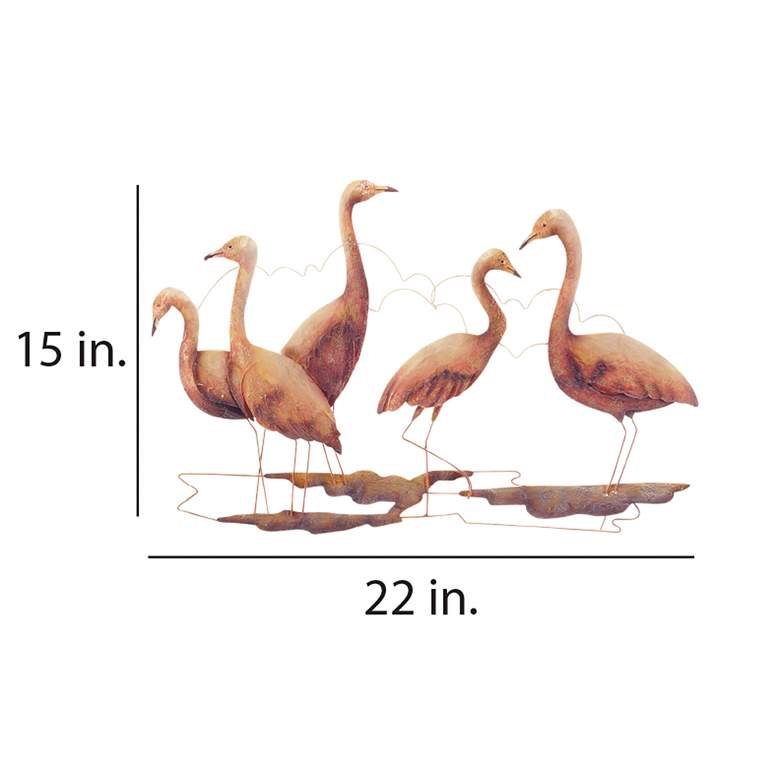 Group Of Five Flamingos 22" Wide Capiz Shell Wall Decor