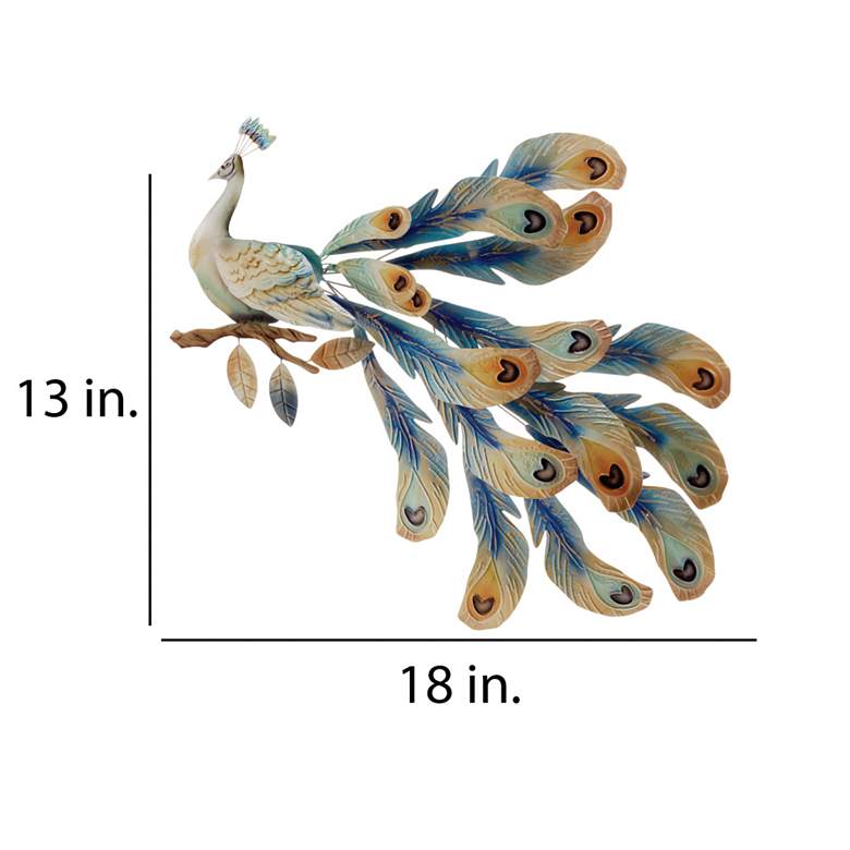 Eangee Peacock Seated 18" Wide Metal Peacock Wall Decor