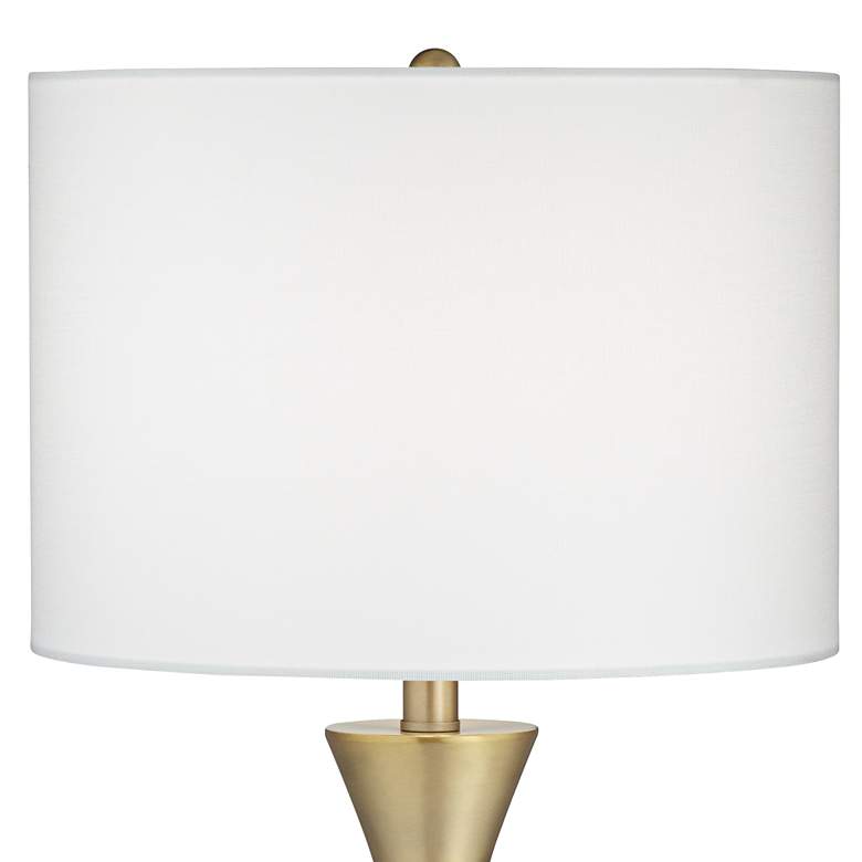 Elka Brass Finish Metal Modern Table Lamp With Brass Round Riser