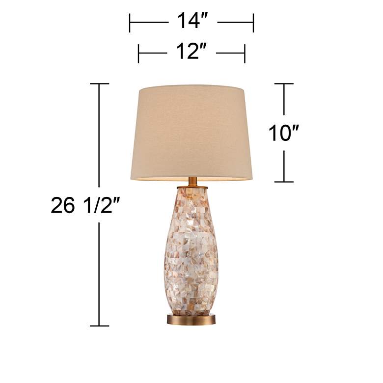 Kylie Mother of Pearl Tile Vase Table Lamp With Brass Round Riser