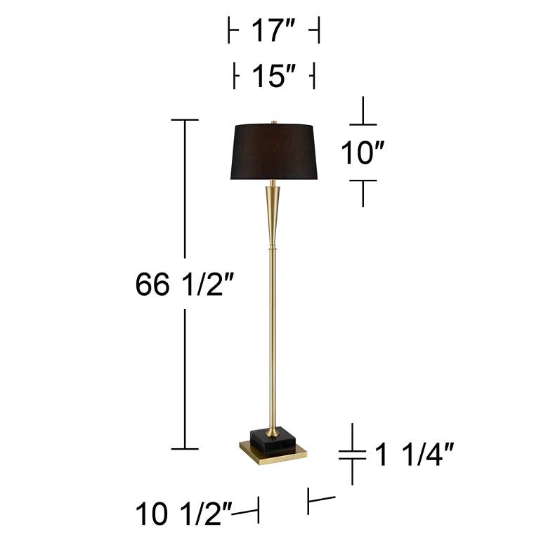 Possini Euro Wayne Antique Brass Metal and Black Marble Floor Lamp