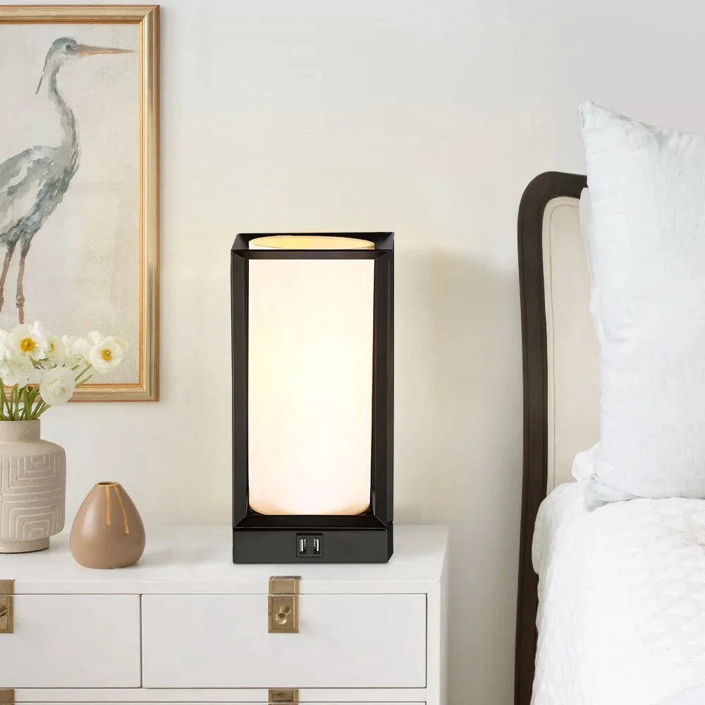 11.5-in Black Touch Control 3-Way Small Table Lamp with 2 USB Ports, 6-Watt LED Bulb Included - 11.5'' H