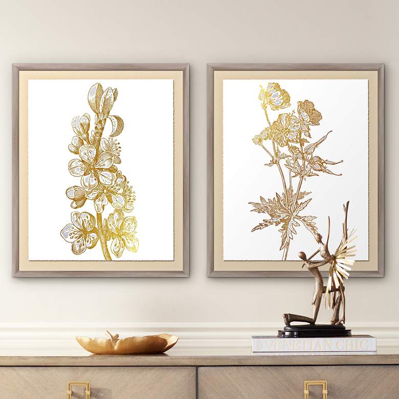 Botanical 23 1/2" High 2-Piece Framed Giclee Wall Art Set