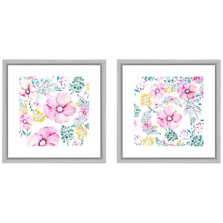 Pastel Florals 18"W 2-Piece Framed Giclee Wall Art Set