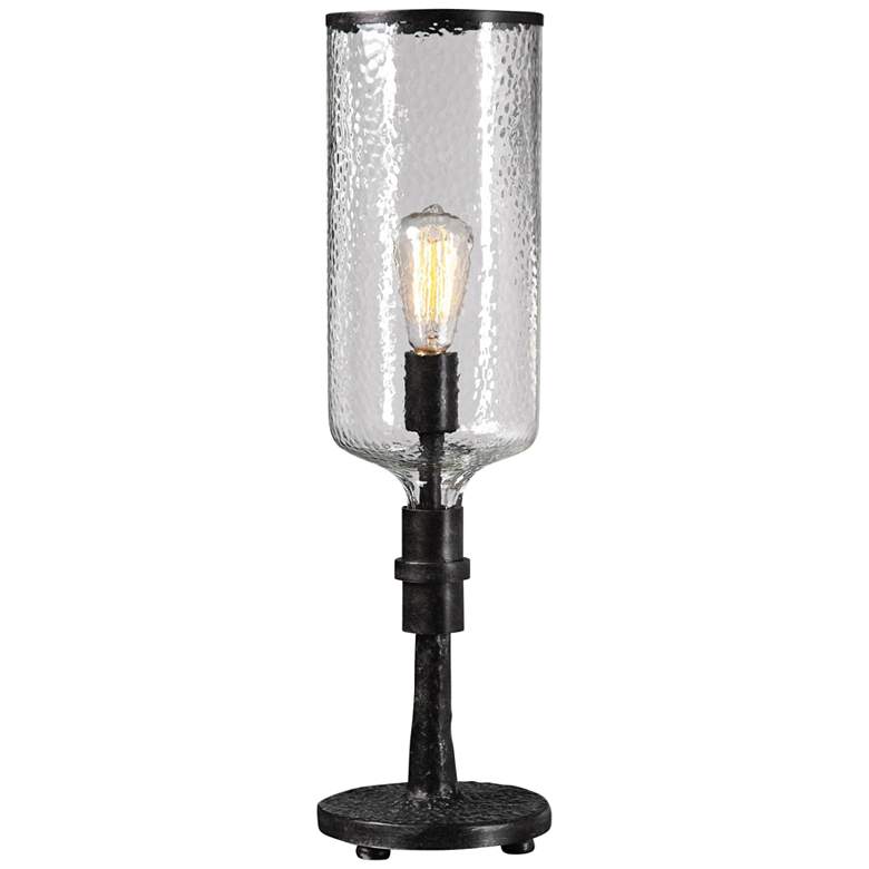 Hadley Old Iron Hammered Hurricane Table Lamp