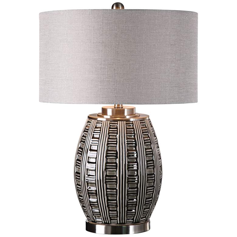 Aura Smoke Gray and Ash Black Ceramic Table Lamp