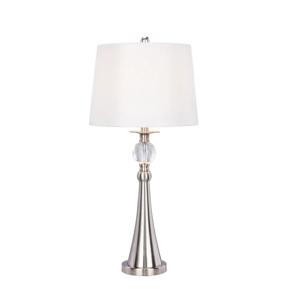 1525 30.75 inch Crystal & Brushed Steel Metal Table Lamp