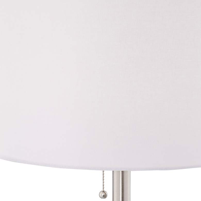 Caper Brushed Nickel Tray Table Floor Lamp with USB Port and Outlet