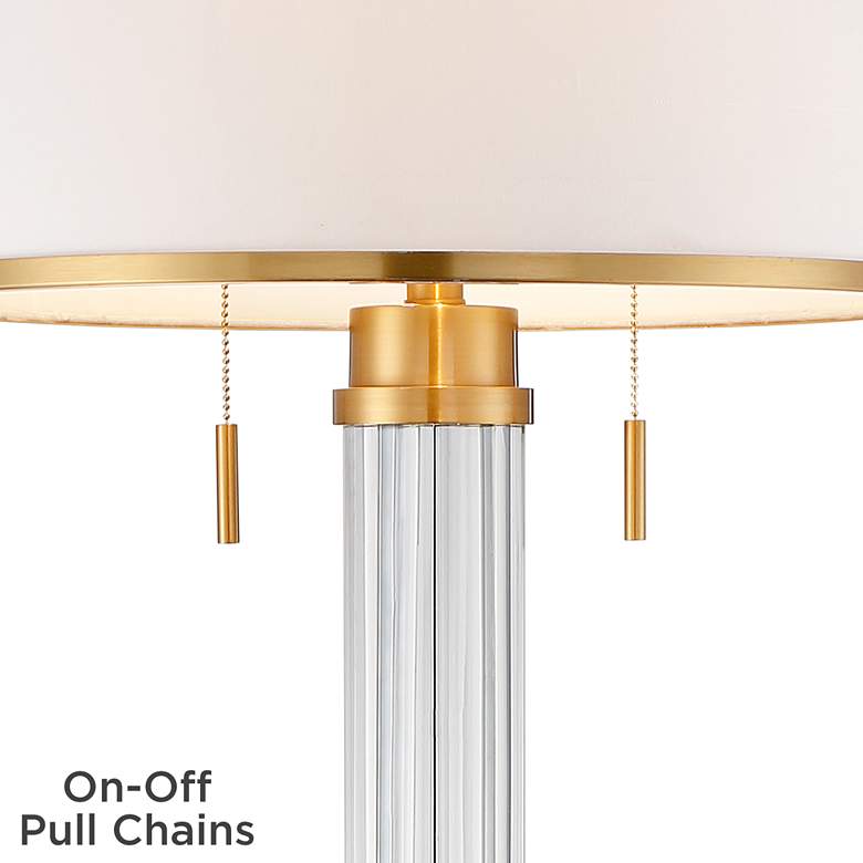 Possini Euro Cadence Crystal Column Floor Lamp Satin Brass
