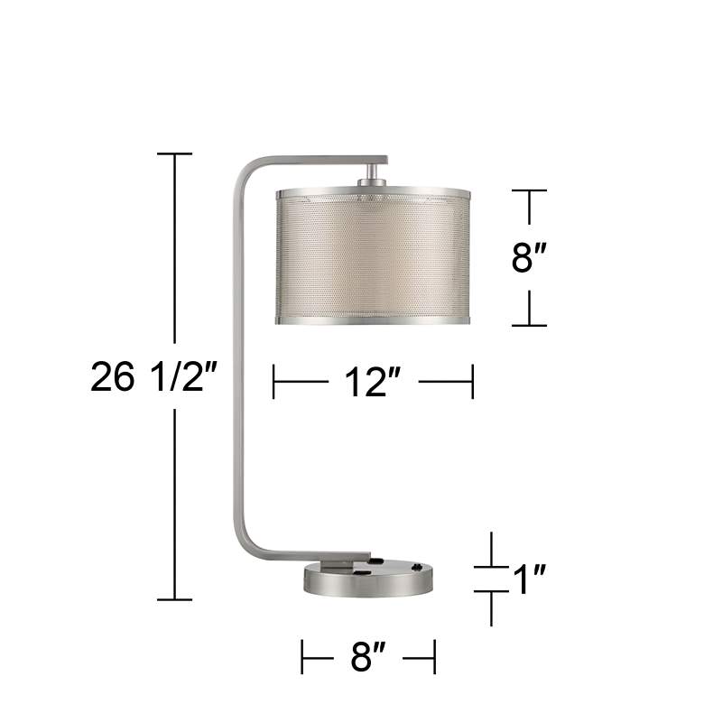 Possini Euro Colfax Brushed Nickel Desk Lamp with USB Ports and Outlet