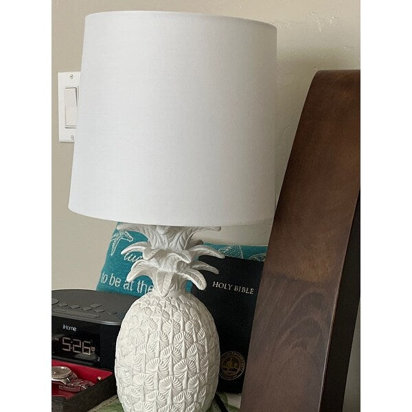 17 In. Coastal White HEAHEA Pineapple Table Lamp