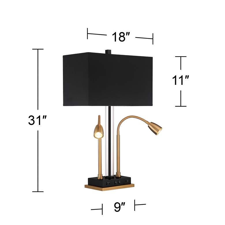 Griffin Gold and Black Dual Gooseneck Desk Lamp with USB Ports and Outlet