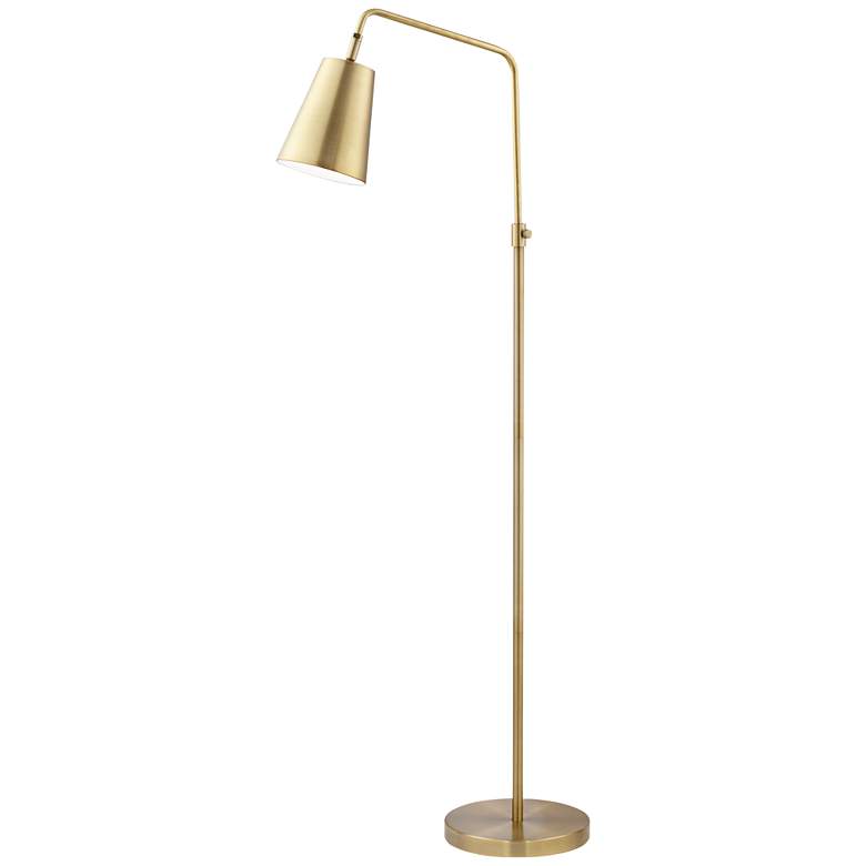 Zella Brushed Antique Brass Downbridge Floor Lamp