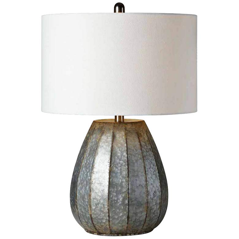 Rhett Galvanized Ribbed Metal Modern Table Lamp