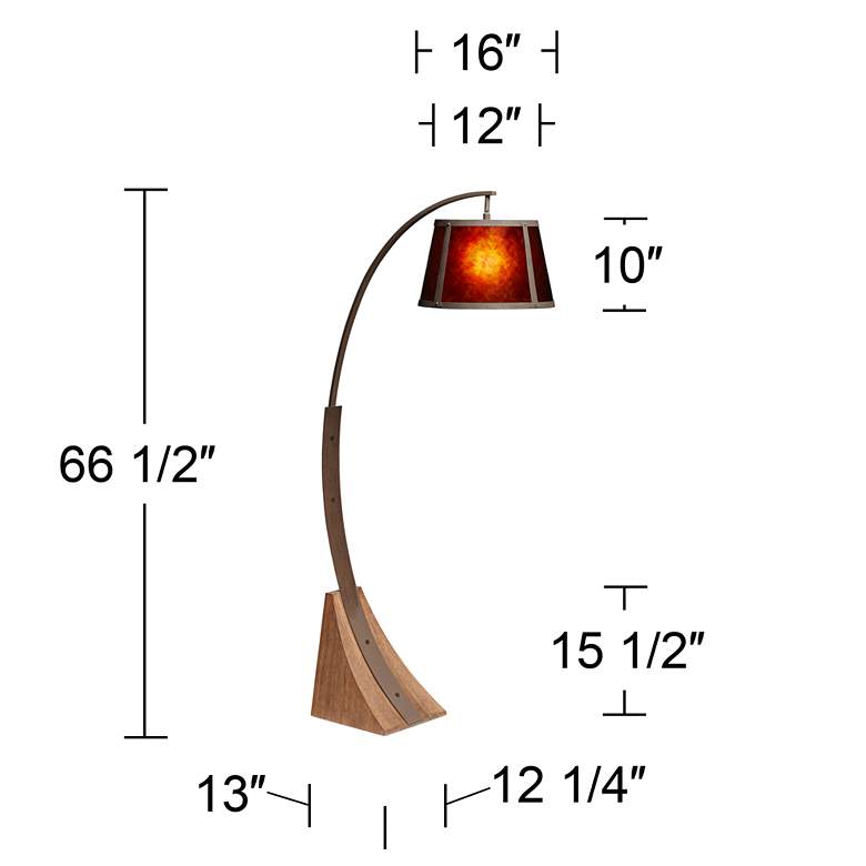 Oak River Dark Rust and Amber Mica Arc Floor Lamp