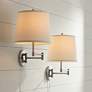 Oray Brushed Nickel Swing Arm Plug-In Wall Lamps Set of 2