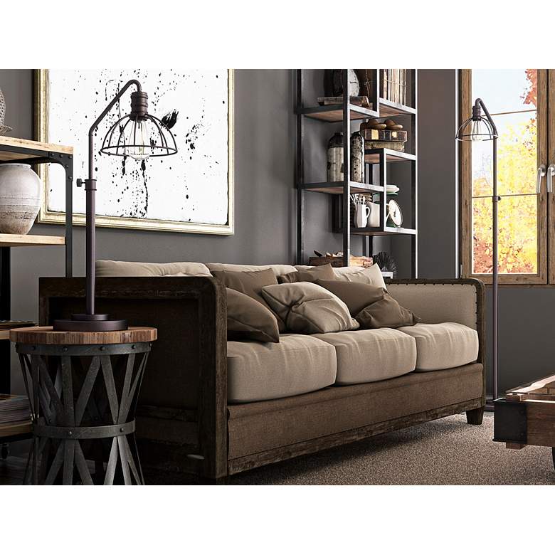 Lite Source Gaius Bronze Industrial Cage Desk Lamp