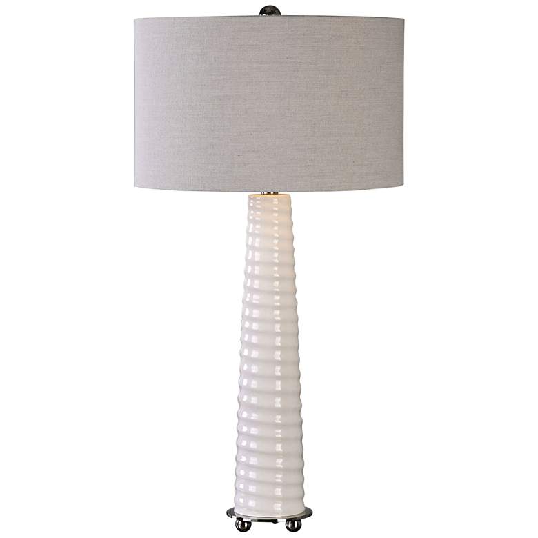 Mavone Gloss White Glass Buffet Table Lamp