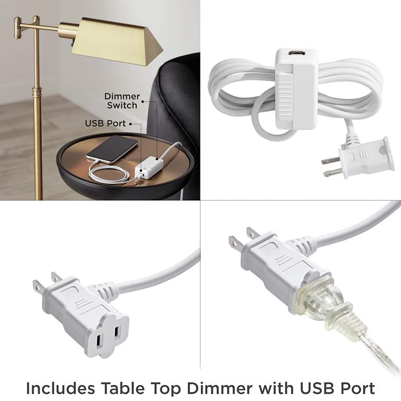 Cora Bronze Metal Arc Floor Lamp with USB Dimmer