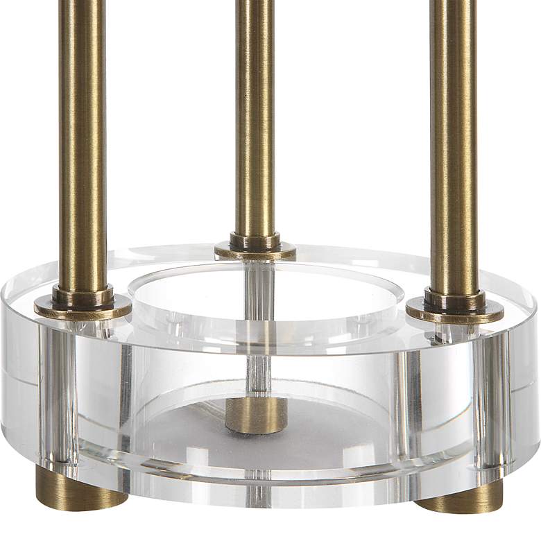 Pantheon Antique Brass Iron and Crystal 2-Light Table Lamp