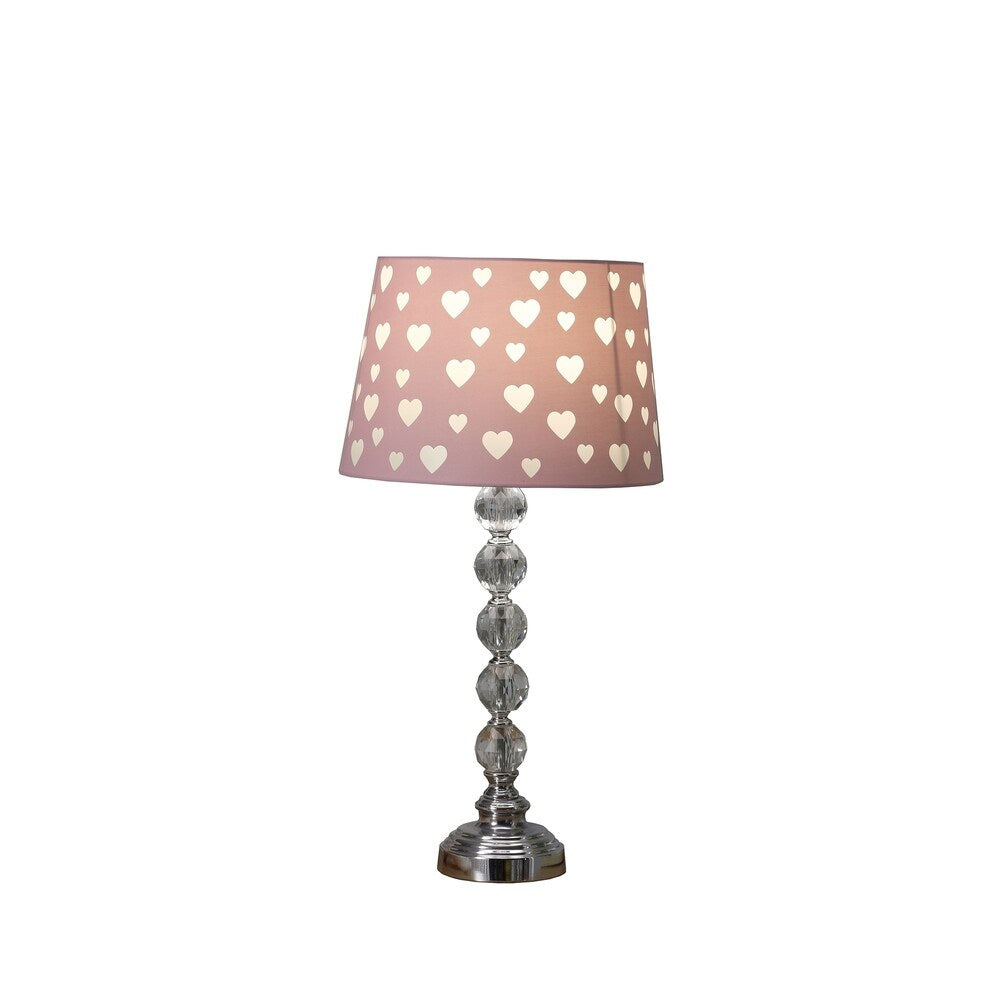 22 In. Ariel Heart Crystal Orb Pink Table Lamp