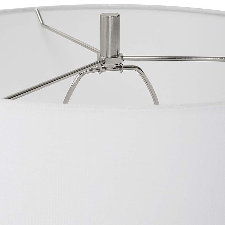 Patchwork Satin White Ceramic Cylinder Table Lamp