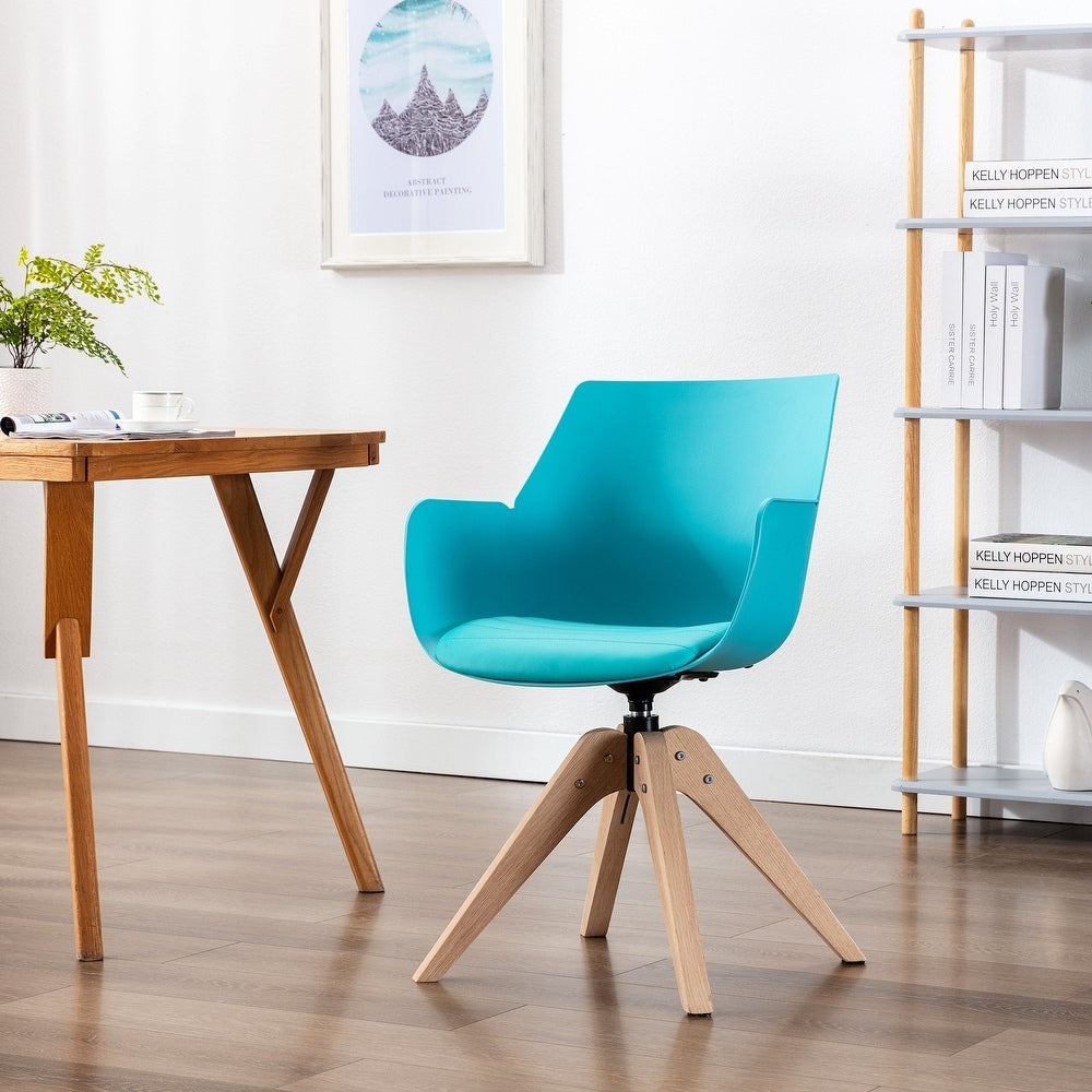 22inch Wide Oak Wood Swivel Elegant Dining Chair - N/A