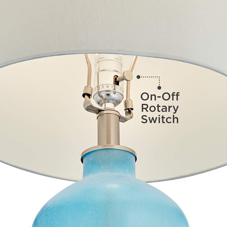 Fairlane Blue Glass USB Table Lamps Set of 2