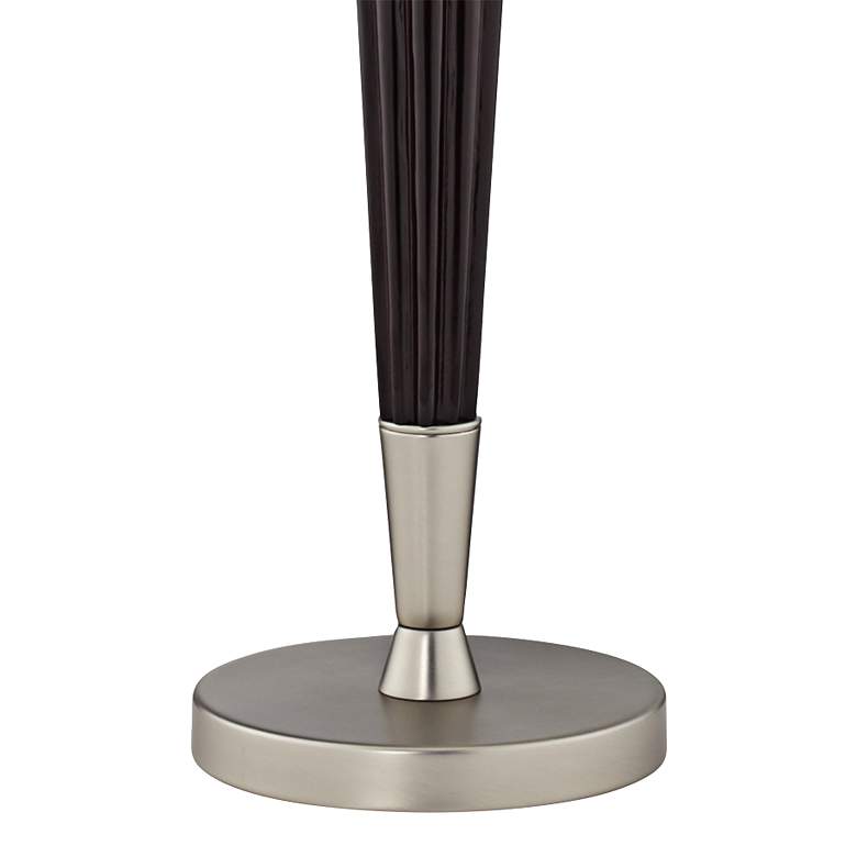 Fluted Wood And Brushed Steel Finish Table Lamps Set of 2