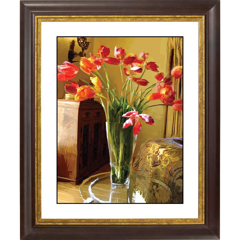 Spring Flowers II Gold Bronze Frame Giclee 20" High Wall Art