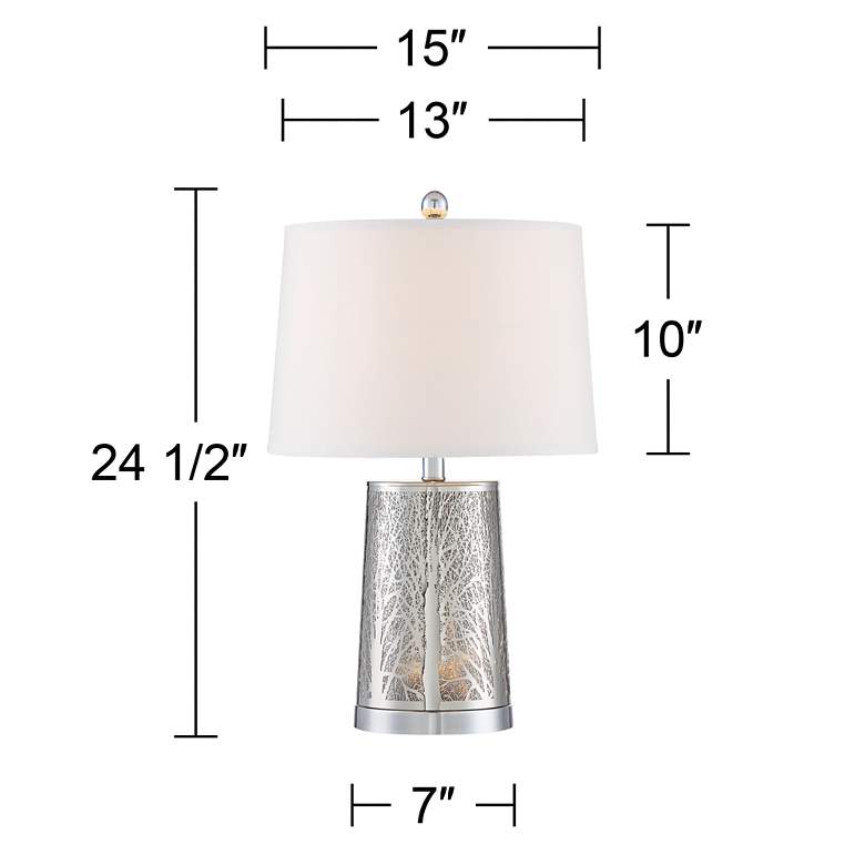 Marin Laser Cut Silver Base Modern Table Lamps With Night Lights Set of 2