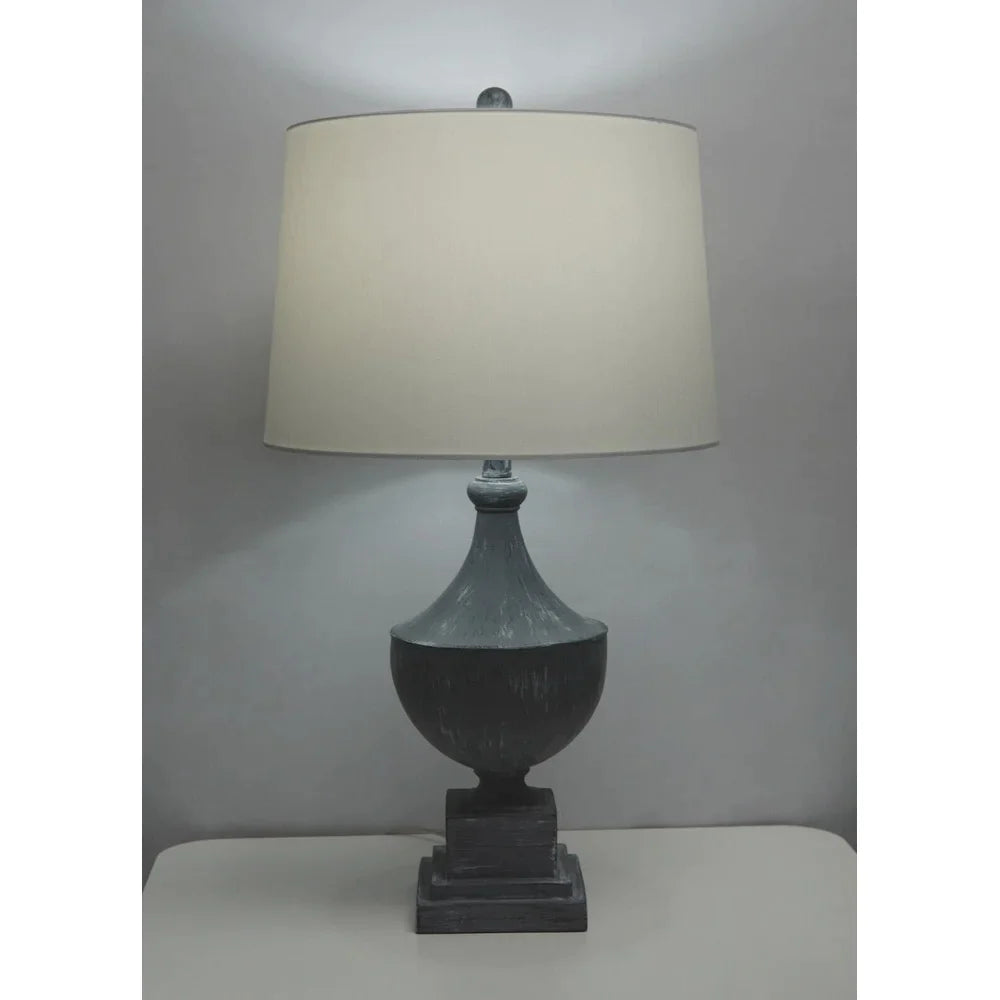 29" Distressed Gray Table Lamp - N/A