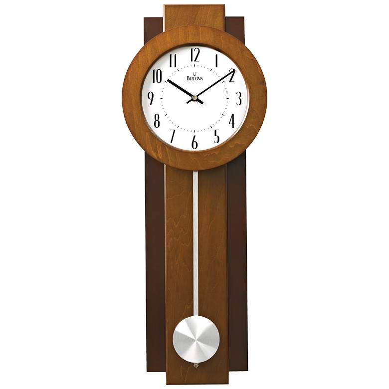 Bulova Advent Walnut Wood Stain 23 1/2"H Pendulum Wall Clock