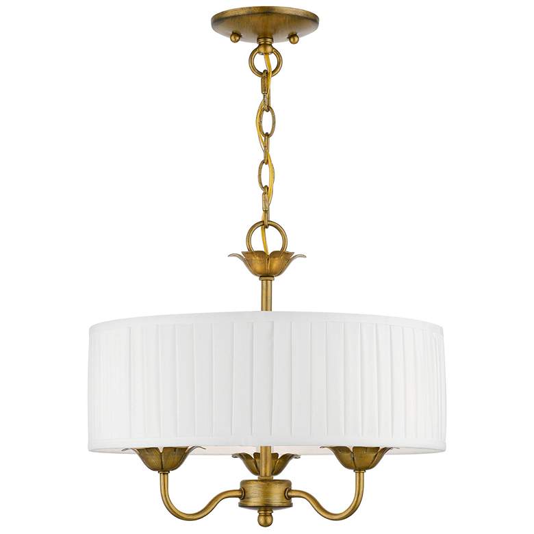 3 Light Antique Gold Leaf Pendant