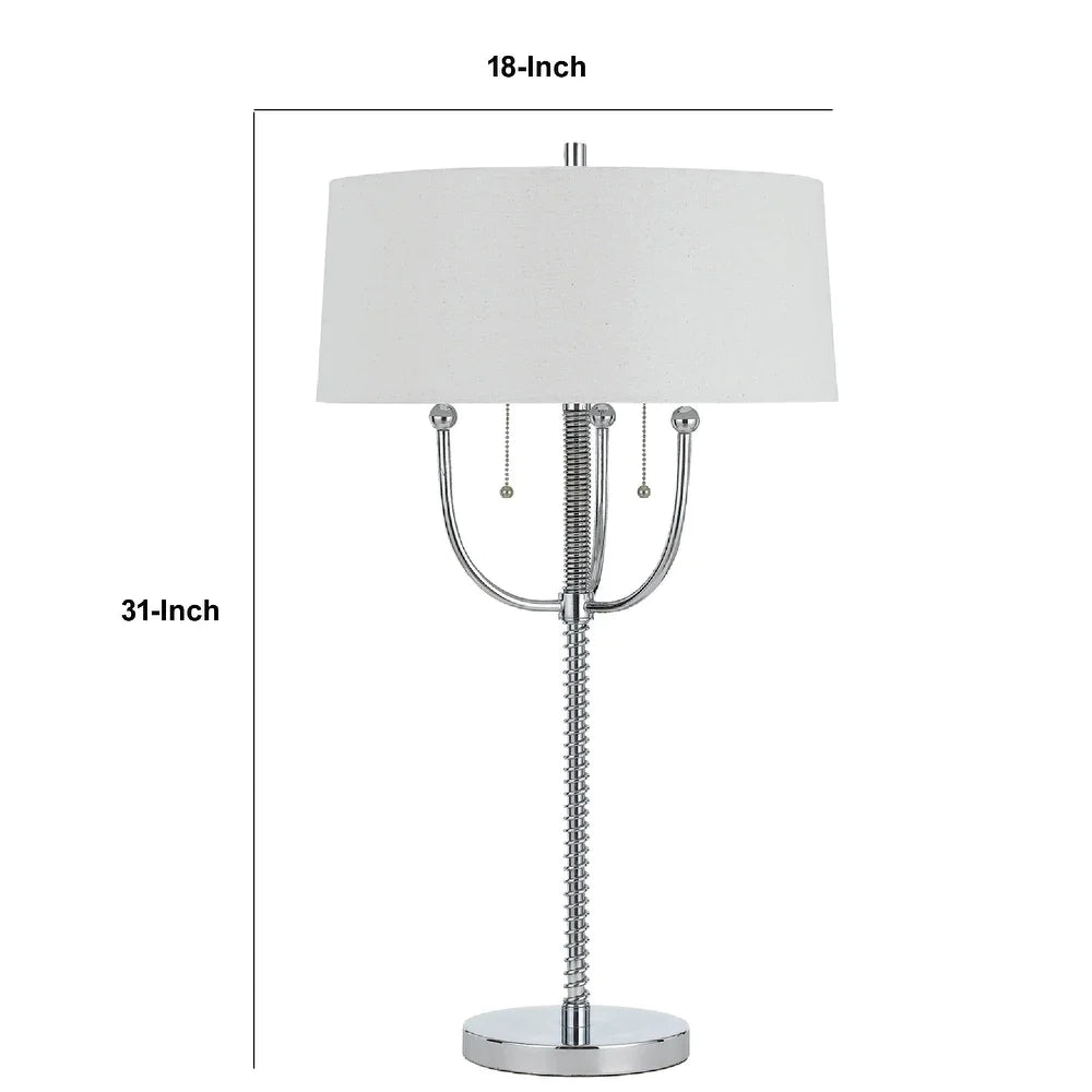 31 Inch Corkscrew Industrial Metal Table Lamp, Chrome Silver