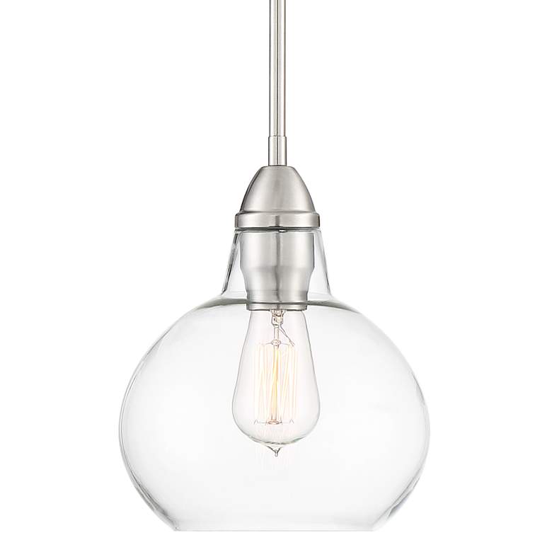 Zoe 8" Wide Brushed Nickel and Clear Glass Mini Pendant
