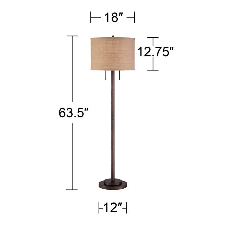 Garth Twin Pull Chain Transitional Bronze Floor Lamp