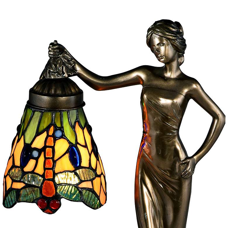 Arinna 16 1/2"H Cast Bronze Tiffany-Style Accent Table Lamp