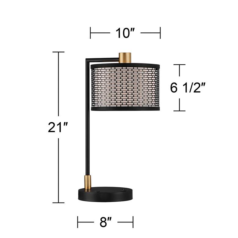 Possini Euro Bramble Black and Warm Gold Desk Lamp with Dual USB Ports