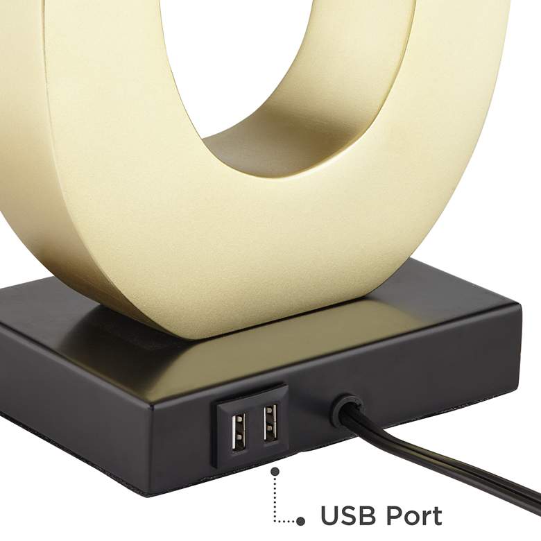 Gold and Black Table Lamps Set of 2 with USB Ports