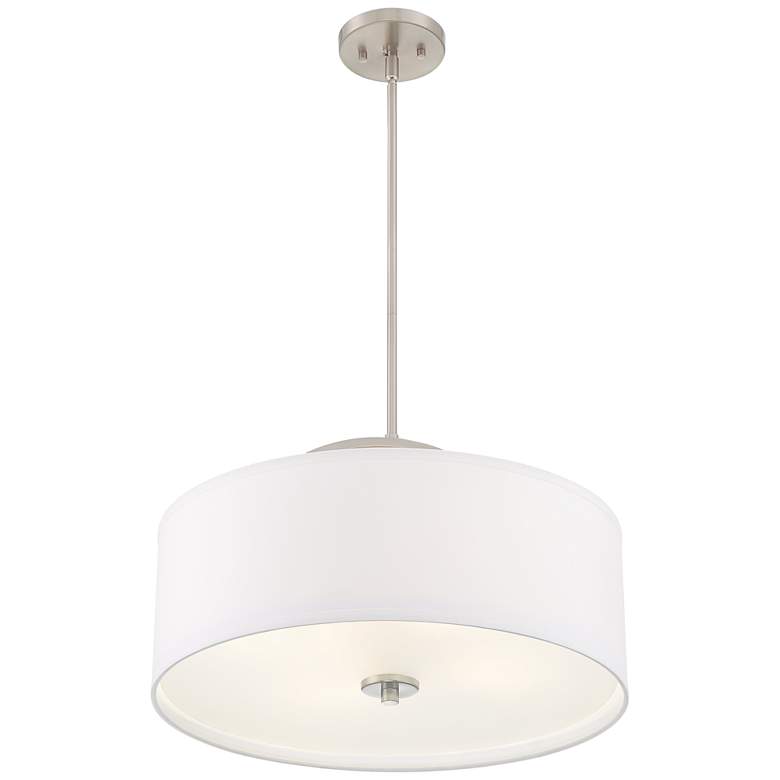Halsted 20" Wide Linen Shade and Brushed Pendant Light