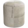 Natural Reflections Gold and White Leather Round Ottoman