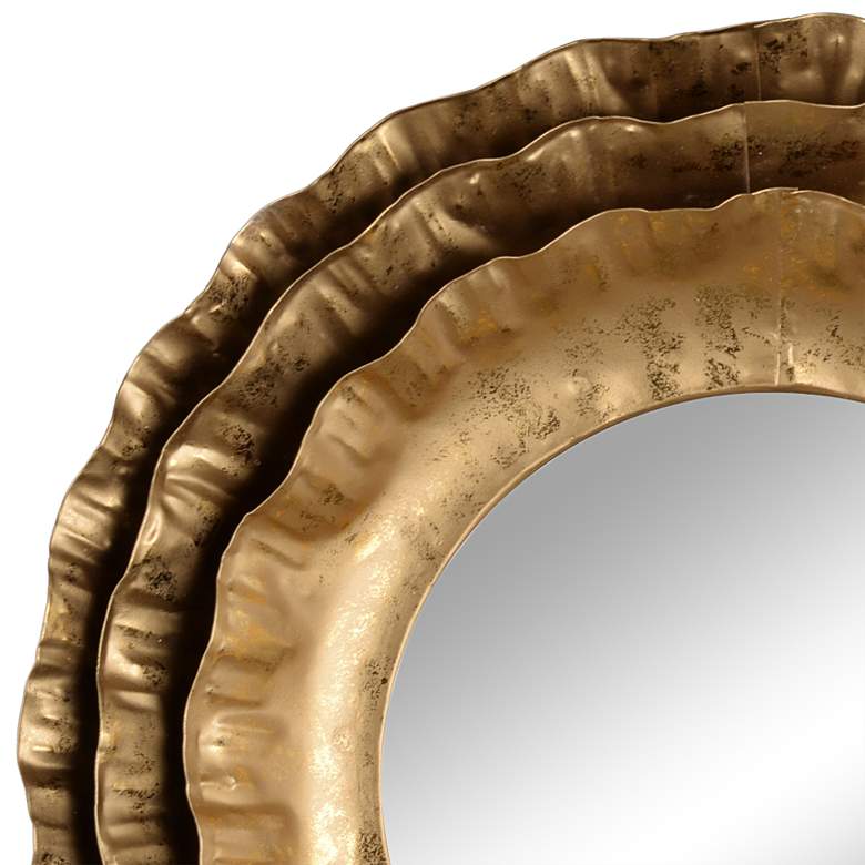 Ashlyn Warm Gold Metal 16" Round Wall Mirror