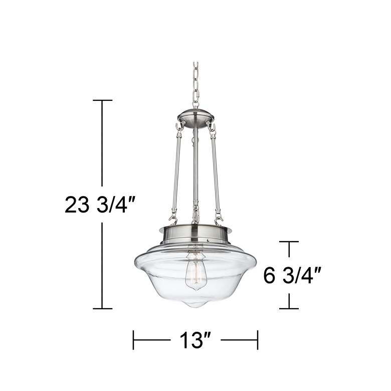 Possini Euro Schoolhouse 13" Wide Brushed Nickel LED Pendant