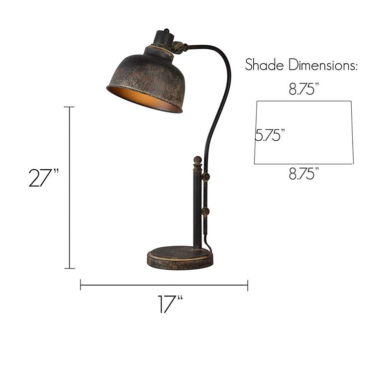 Forty West Wade Distressed Black Desk Lamps Set of 2