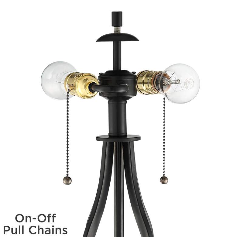 Heather Glass Shade Accent Table Lamp with USB Port Set of 2